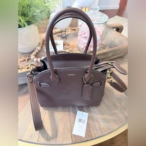 Coach Sft Emp Cryl 21 Dk Brwn Leather Satchel